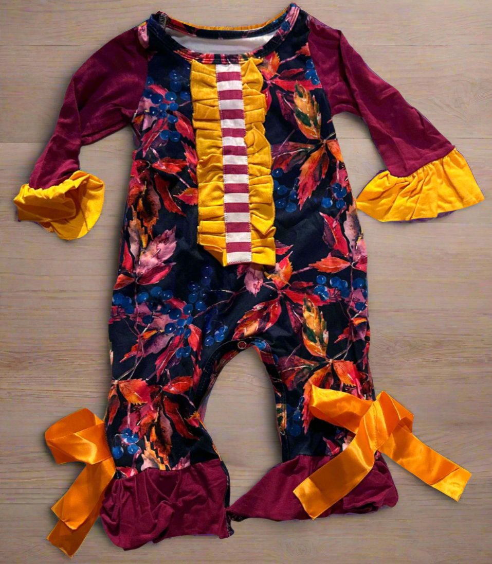 Maroon Ruffle Fall Romper