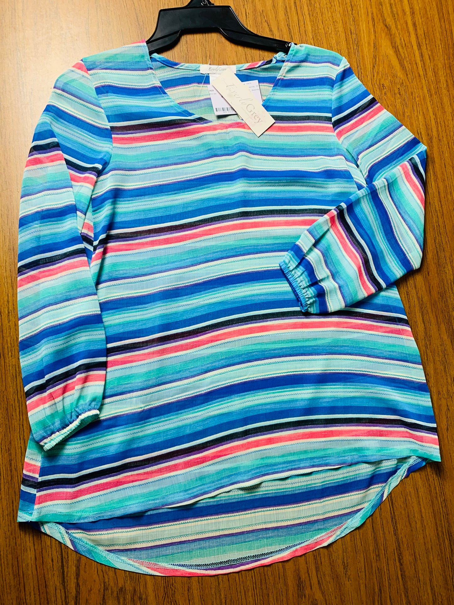 “Lina” Blue Stripe Top