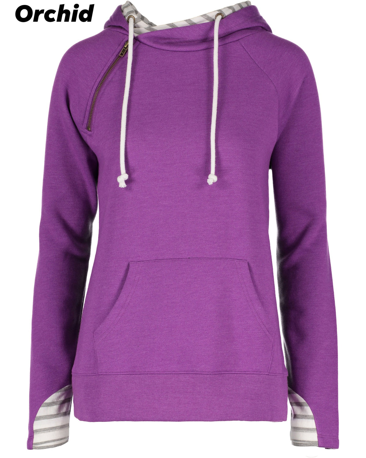 LADIES STRIPE DOUBLE HOOD PULLOVER