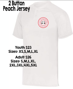 VIP 2 Button Peach Jersey (shipping charged upon arrival)