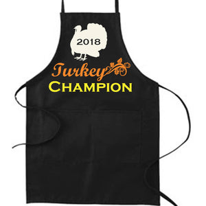 Turkey Champion Apron, Thanksgiving Apron, Chef Apron, Thanksgiving Apron, Gift for Mom, Canvas Apron, Autumn, Mom, Chef, Loves to cook