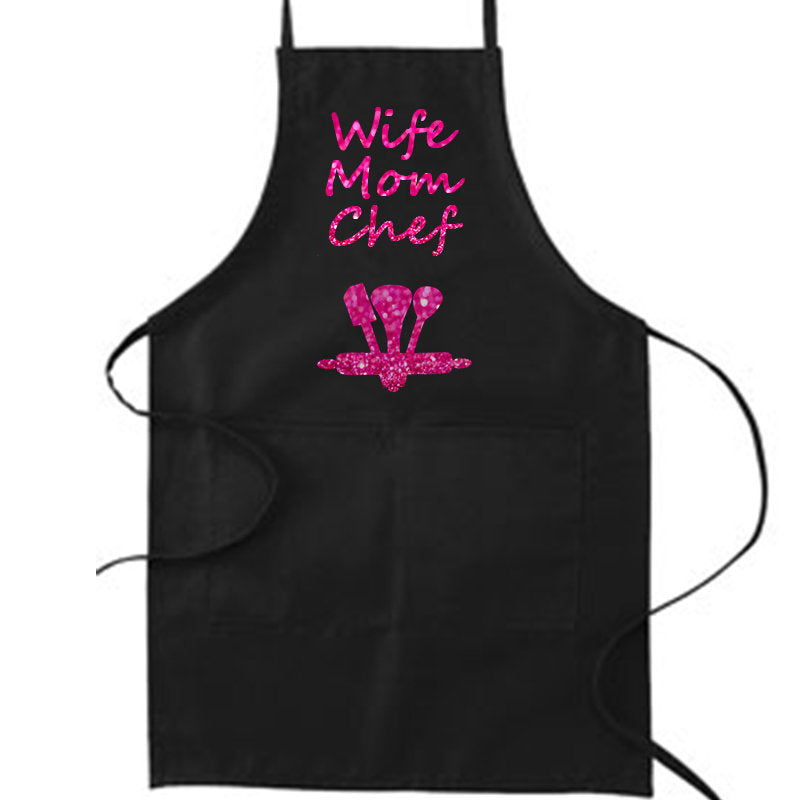 Wife Mom Chef Apron, Gift for Mom, Canvas Apron, Mother's Day Gift, Mom, Chef, Loves to cook
