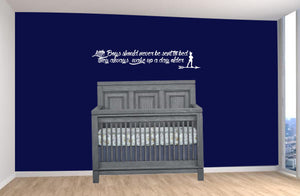 Peter Pan Wall Decal, Baby Boy Nursery Room Decor, Little boys should never be sent to bed, Baby Shower, Nursery Wall Art, boy quote decal