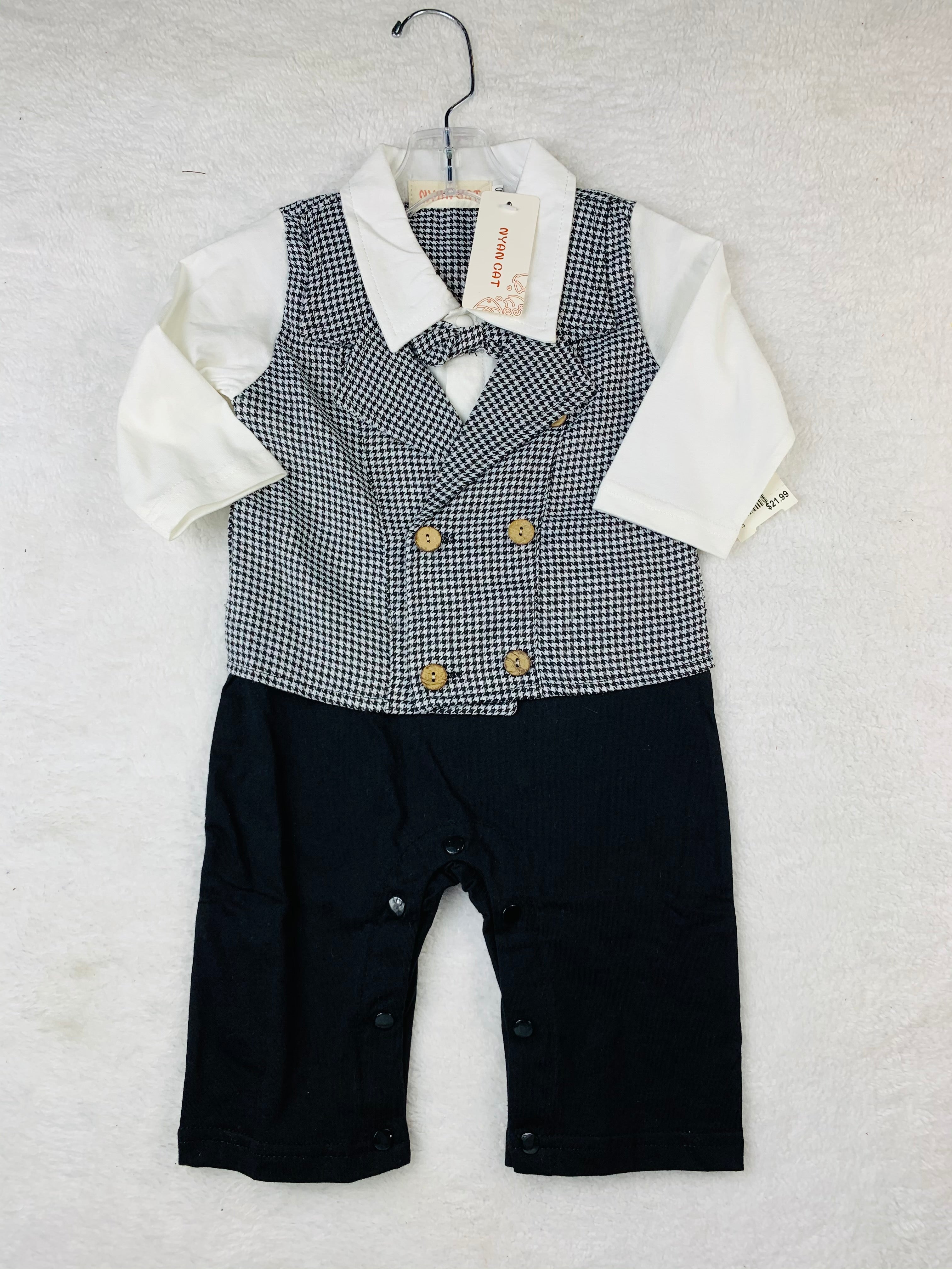 Shark tooth boys formal romper 9M