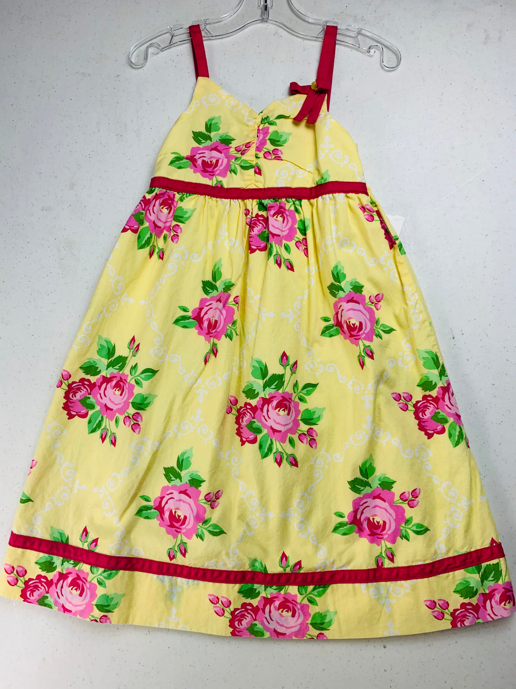 Resale Penelope and Mack yellow dress with pink rose 5T 🧵