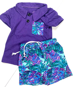 Don't Wanna Leaf Collection~Henley Shorts Set