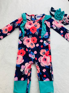 Winter Posie Ruffle Romper (sibling coordinates available)