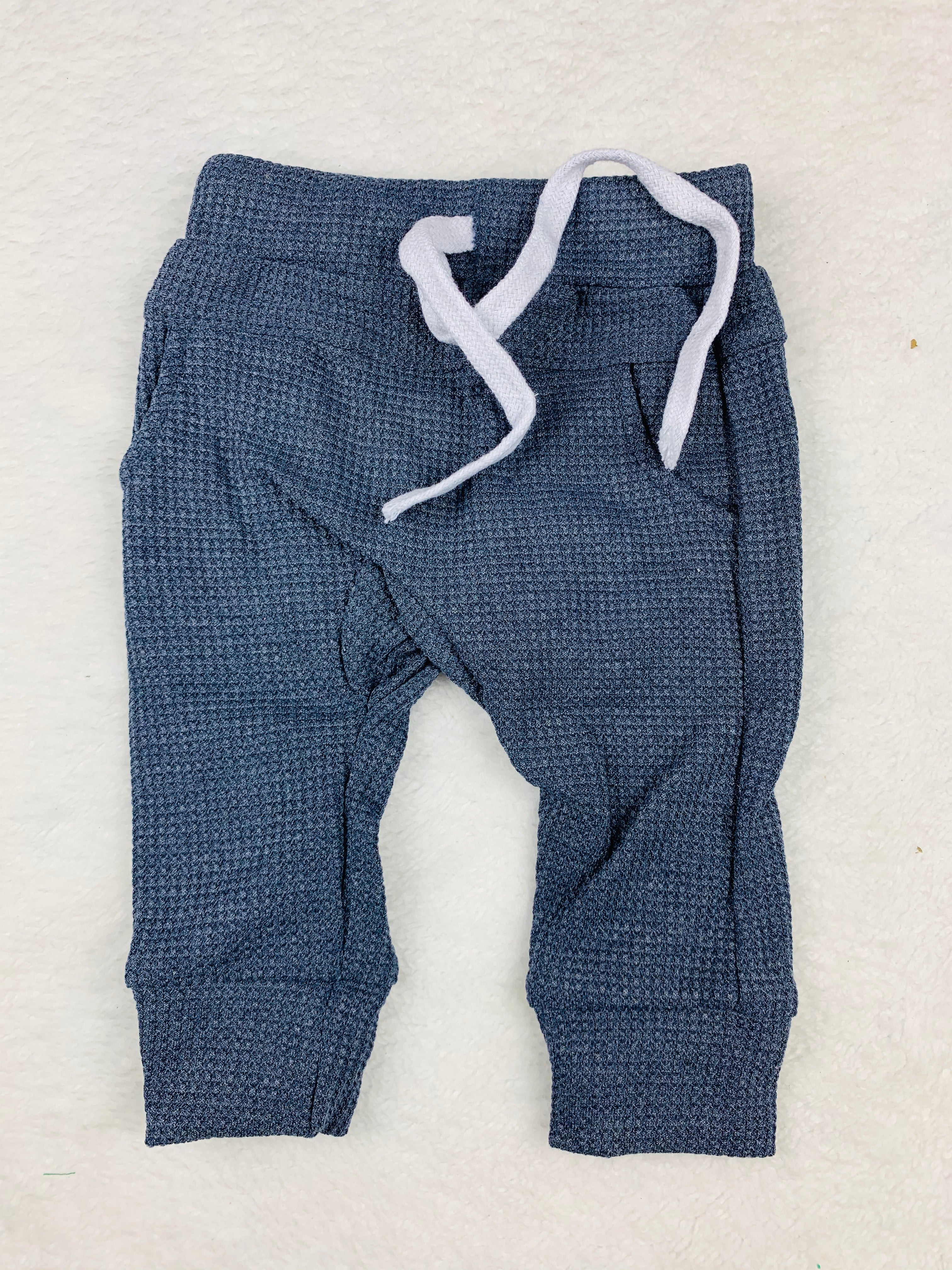 Navy Cotton Jogger Pants 3/6m