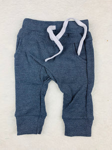 Navy Cotton Jogger Pants 3/6m