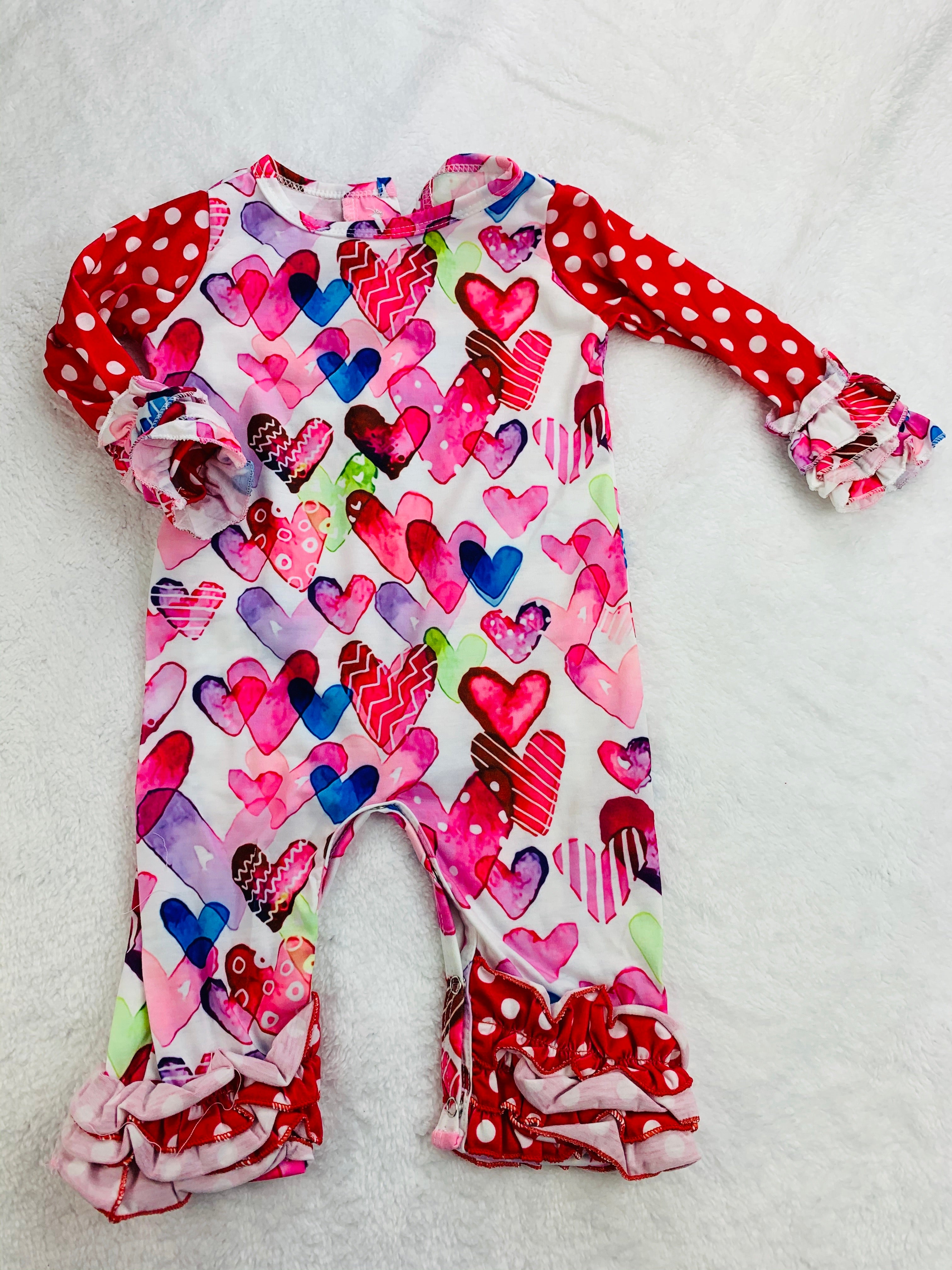Watercolor Hearts Romper (sibling coordinates available)