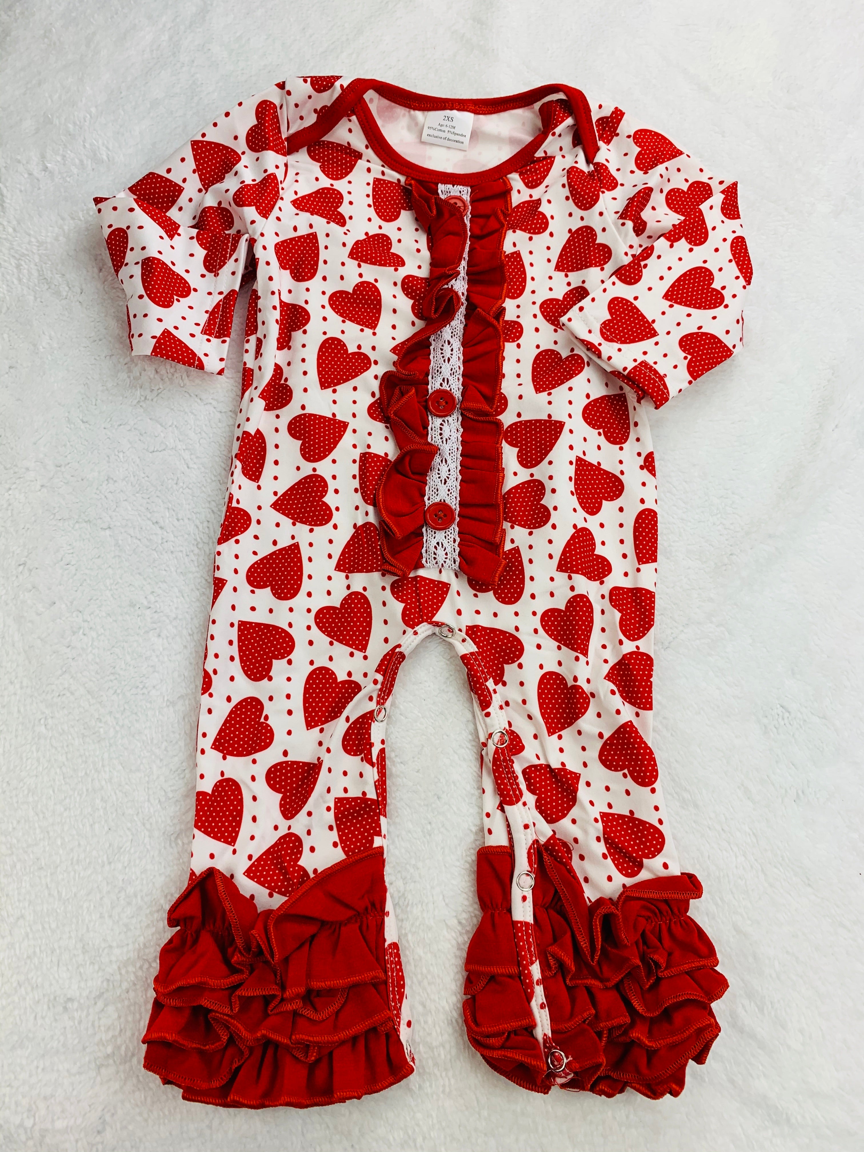 White Romper with Red Hearts LOW INVENTORY!