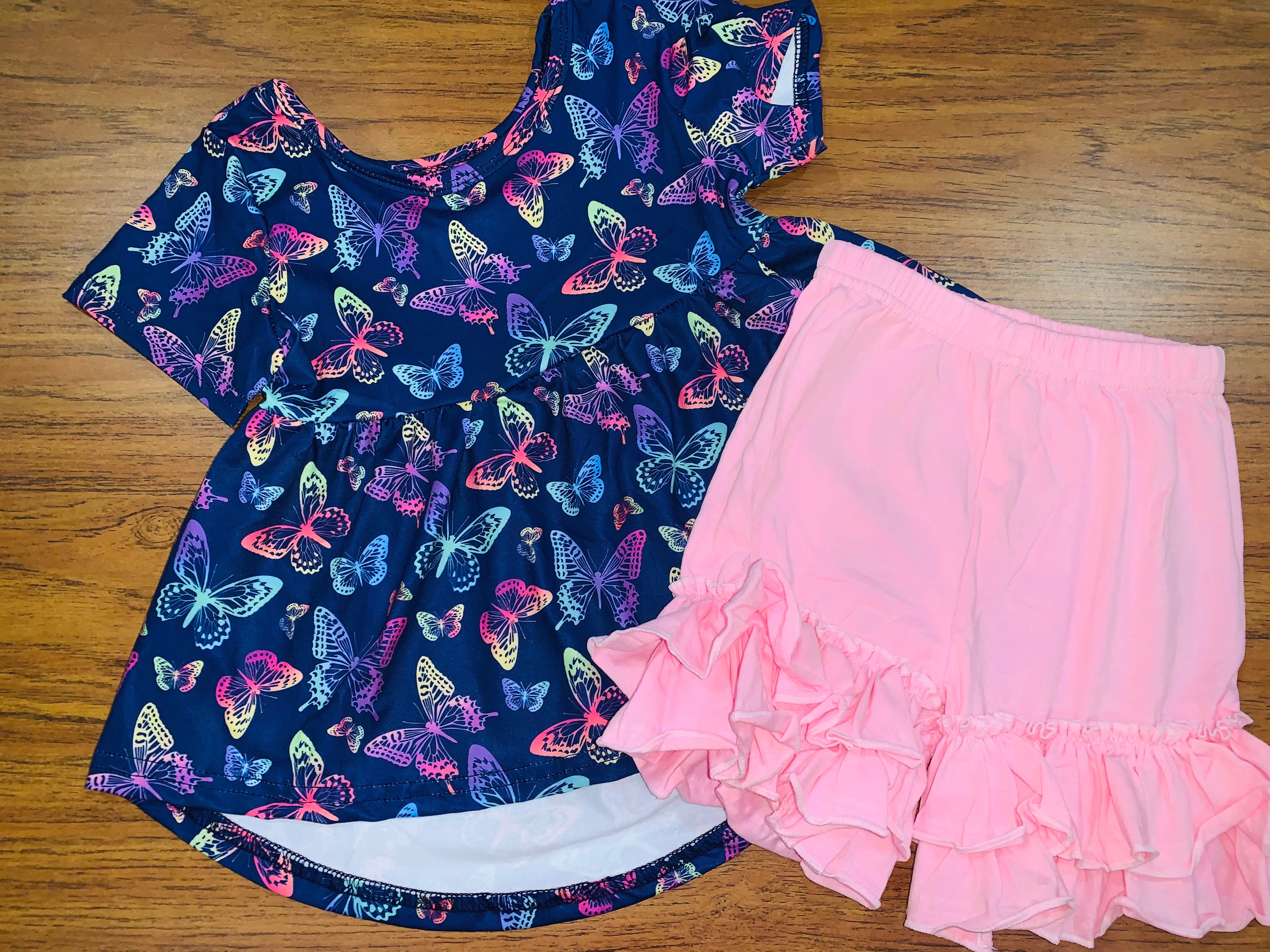 Rainbow Butterfly Hi-Lo Peplum Set