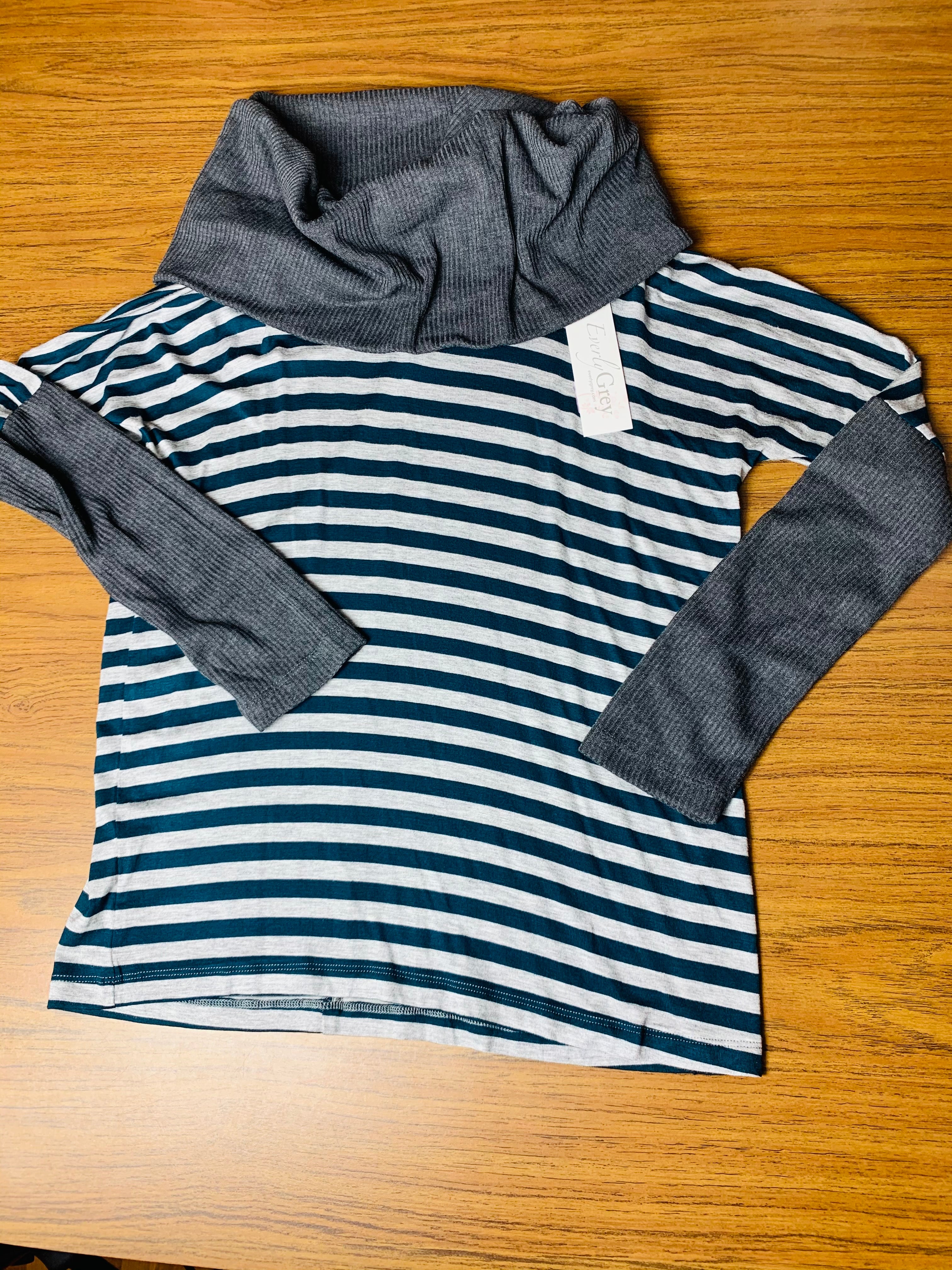 Everly Grey “Erica” hunter green striped