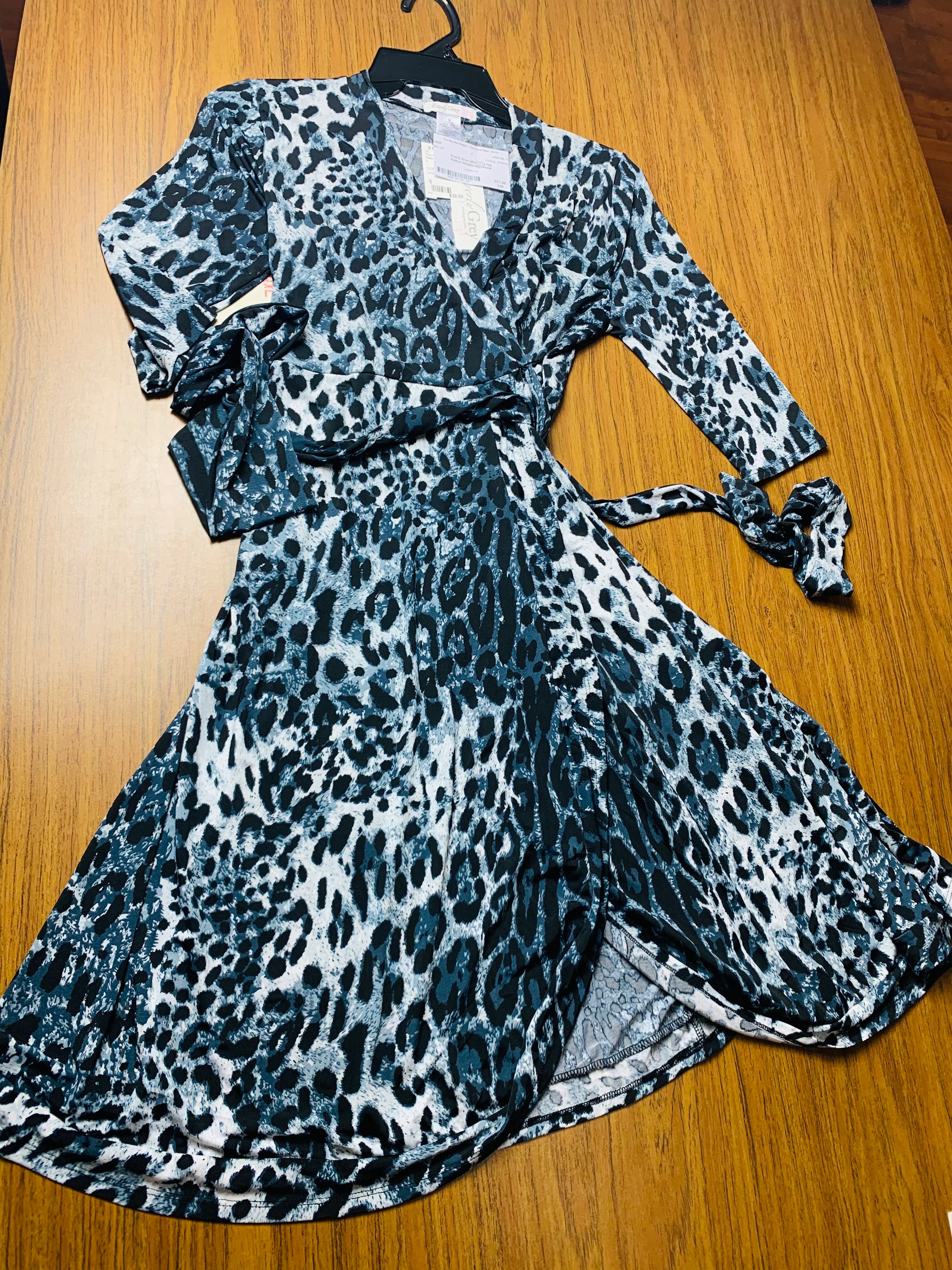 Everly Grey “Kaitlyn” leopard wrap dress