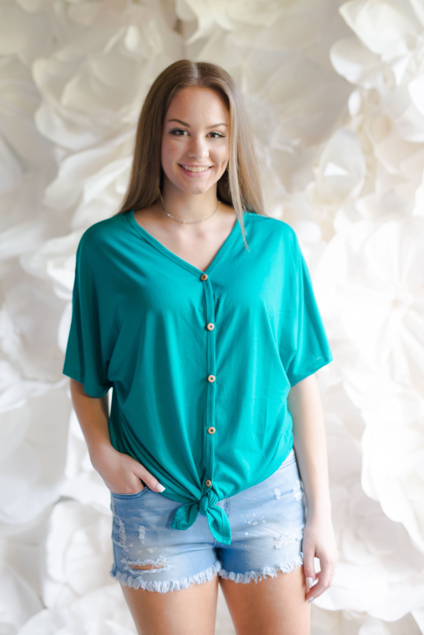 Button Up Knot Top (Loose FIt)