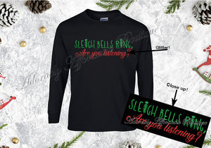 Sleigh Bells Ring~Infant to Adult~Black with Glitter